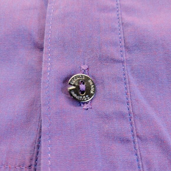 Vtg VERSACE Jeans Couture Iridescent Purple Silk Mens Medusa Metal Studs Medium - Picture 7 of 16